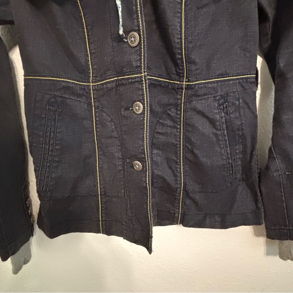 Free people hooded shacket size 2 blue denim embroidered whimsical cottagecore - Picture 5 of 11